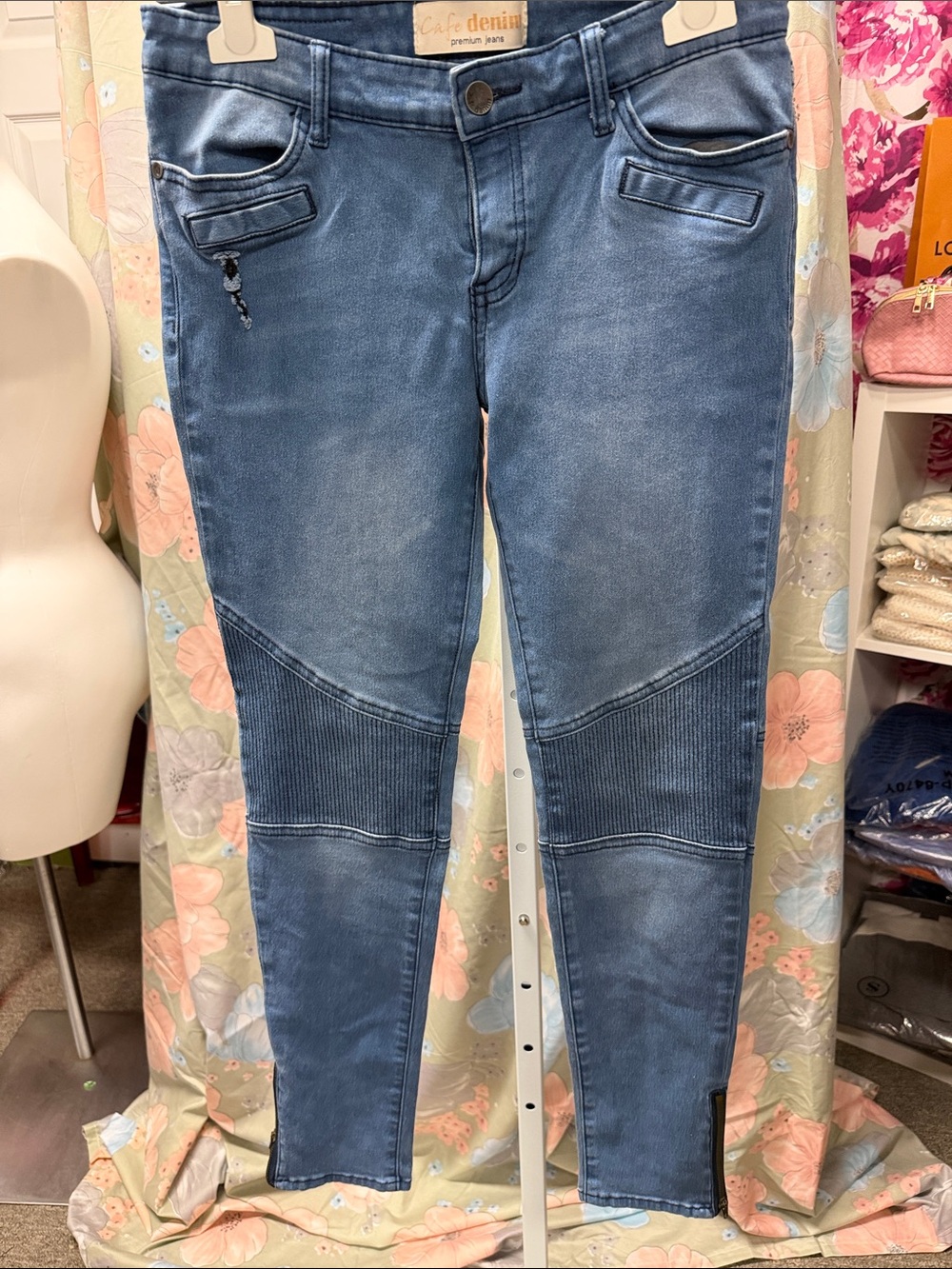 Cafe Denim Blue Moto Jeggings